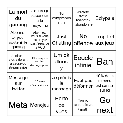 Bingo Skyyart Bingo Card
