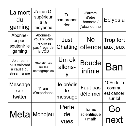 Bingo Skyyart Bingo Card