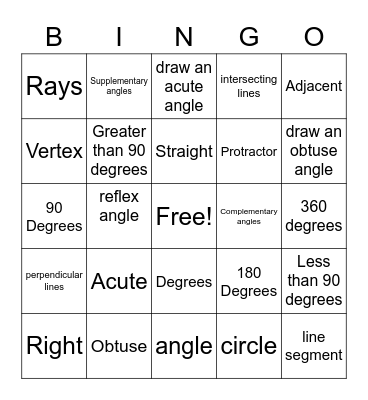 Math Geometry Bingo Card