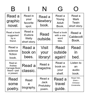 Magnolia Springs Library's Adult Bingo Card