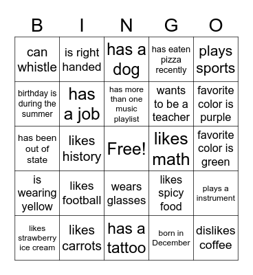 Icebreaker bingo! Bingo Card