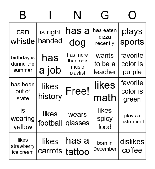 Icebreaker bingo! Bingo Card