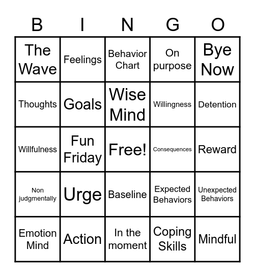 DBT BINGO Card