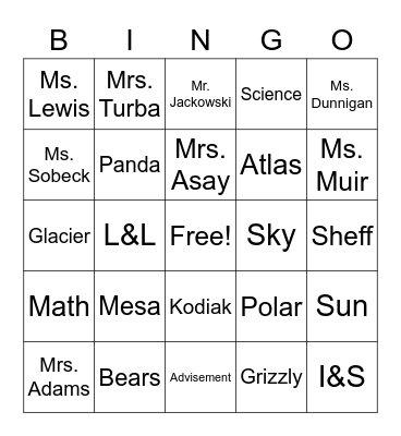 Mesa Bingo Card