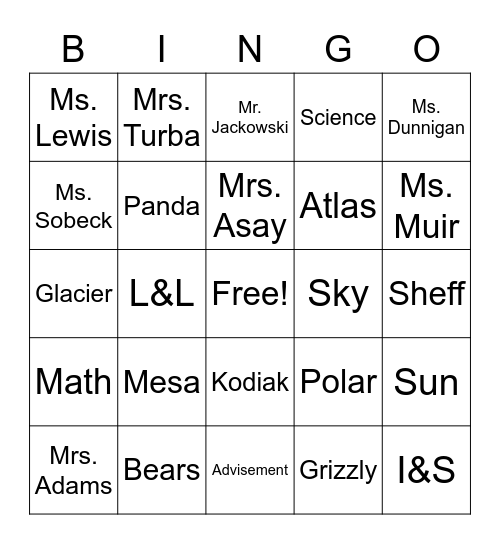 Mesa Bingo Card