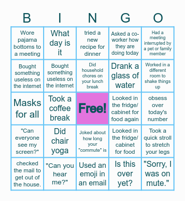 WFH Bingo Card