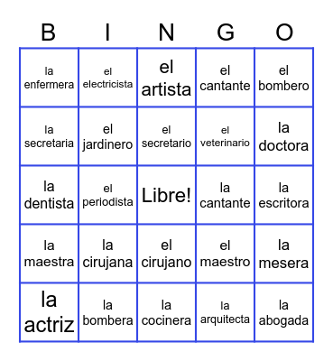 Trabajadores Comunidades Bingo Card