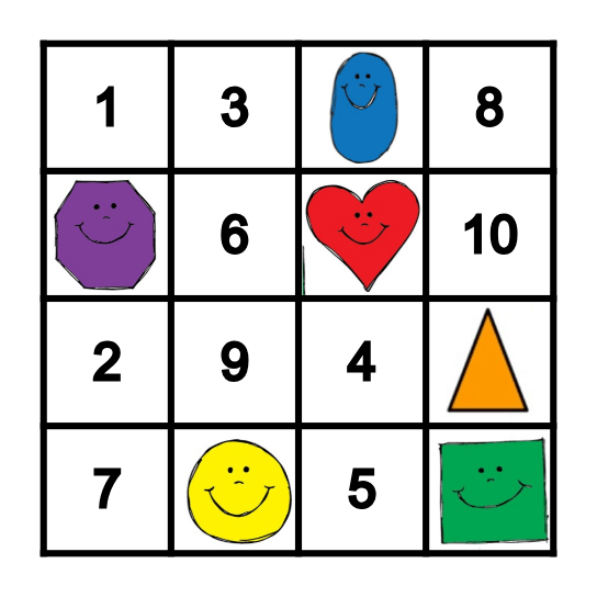 Numeros e colores 1-10 Bingo Card