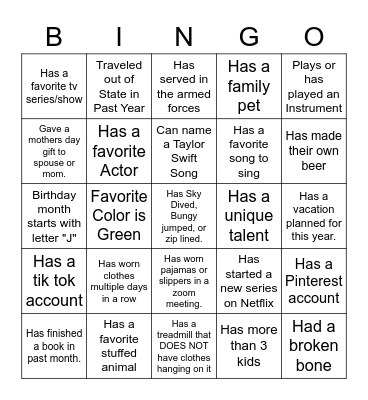 Ice-Ice Breaker! Bingo Card