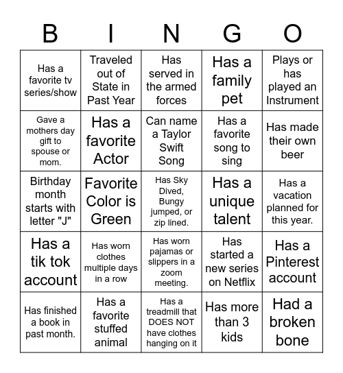 Ice-Ice Breaker! Bingo Card