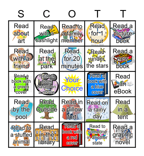 Summer Reading Fun Bingo Card