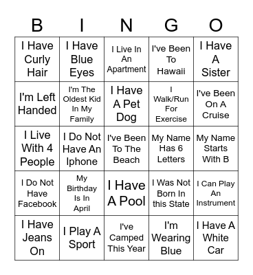 Find Someone Who? Bingo Card