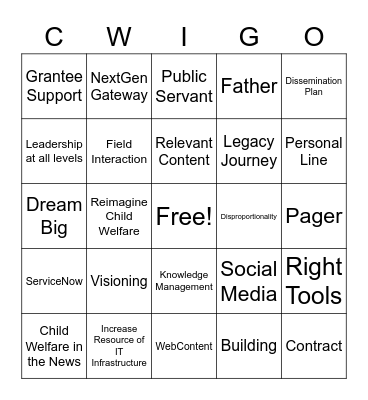 CWIG Bingo Card