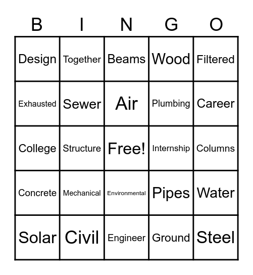 CREW Careers - Engineering Bingo Card