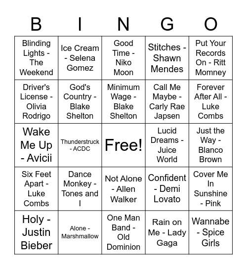 Radio BINGO Card