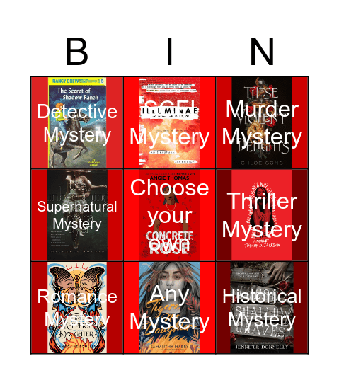 Mystery Book Bingo Card