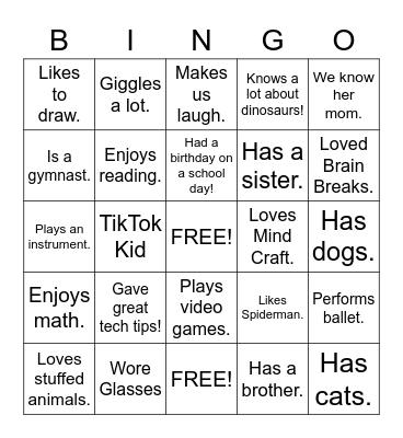 Last Day of School Bingo Card