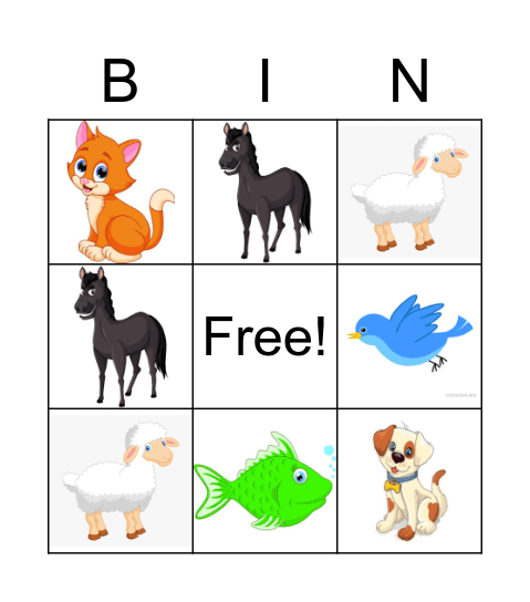 Animals Bingo Card
