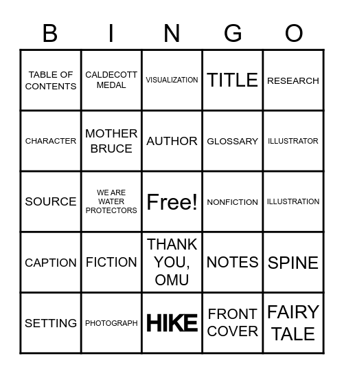 LIBRARY BINGO Card