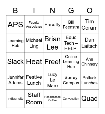 Education Bingo Card