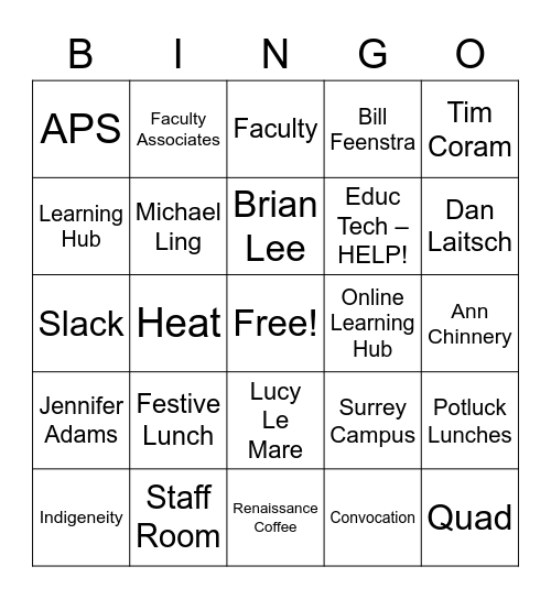 Education Bingo Card