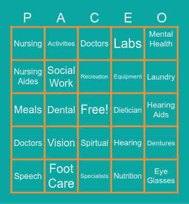 P A C E - O Bingo Card