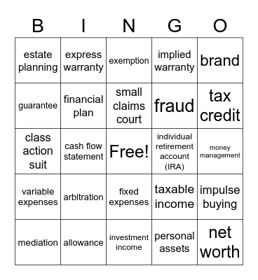 Small Business Bingo Card