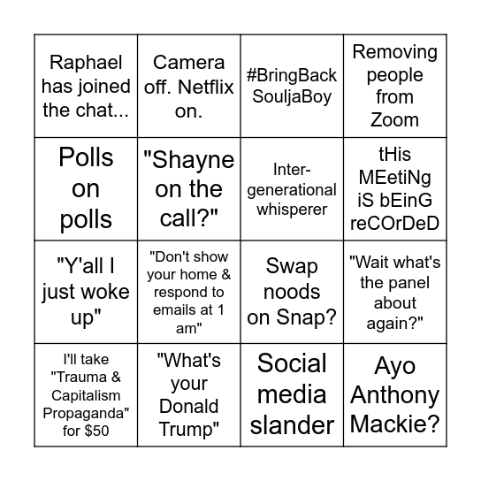 T. Howard Day 2 Bingo Card