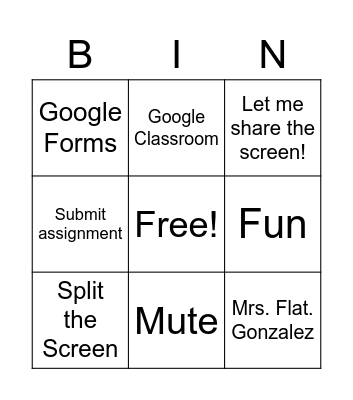 Mrs. Y. Gonzalez's End of Year Bingo Card