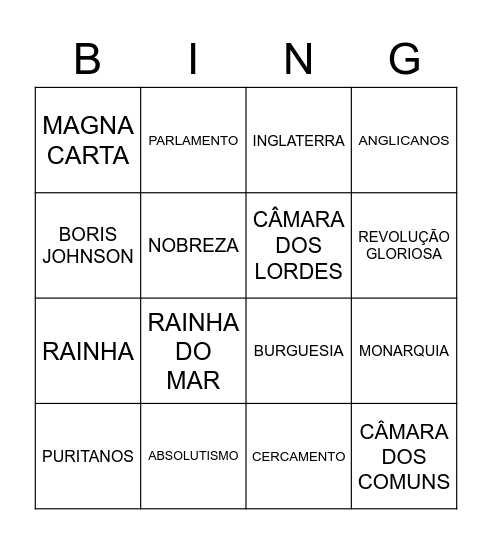 MONARQUIA Bingo Card