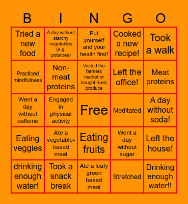 Optivia Bingo Card