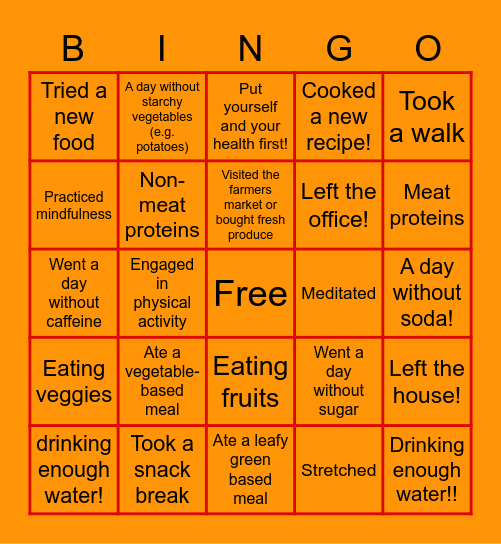 Optivia Bingo Card