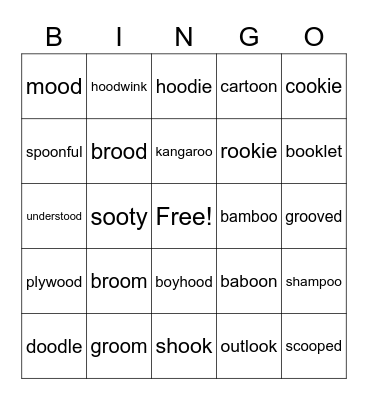 /oo/ Words Bingo Card