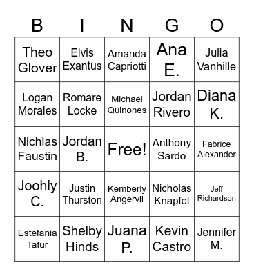 English 4 Bingo Card