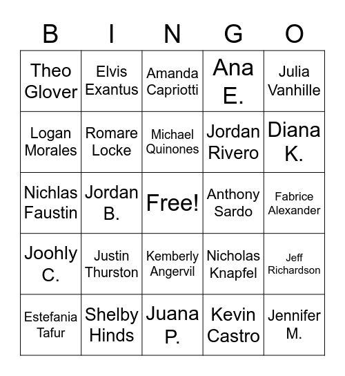 English 4 Bingo Card