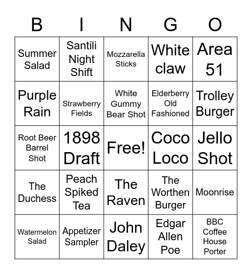 Worthen House Shop#978 Bingo Card