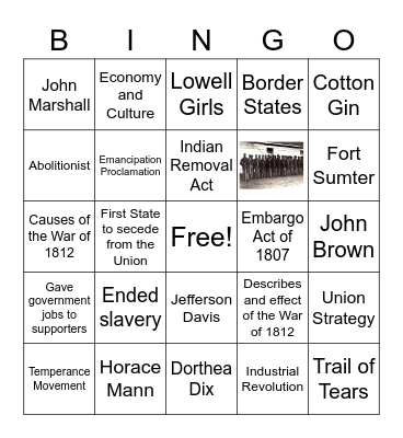 Review for Final Bingo Card