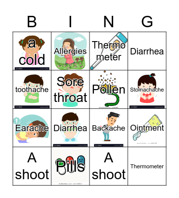Aches and pains Bingo Card