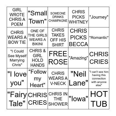 PRINCE FARMING - BACHELOR FINALE BINGO! Bingo Card