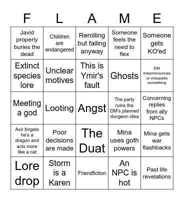 Heart of Fire 2.0 Bingo Card