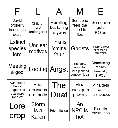 Heart of Fire 2.0 Bingo Card