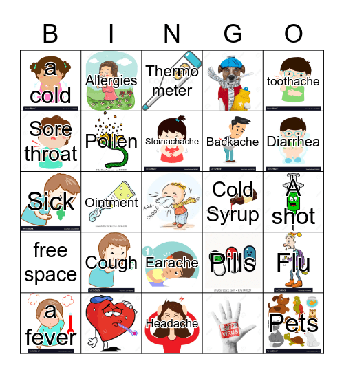 Aches and pains Bingo Card