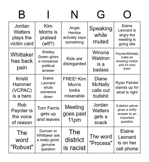SD61 Bingo Card