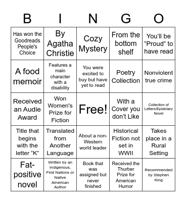 Summer 2021 Book Bingo Card