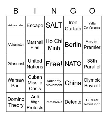 Cold War Bingo Card