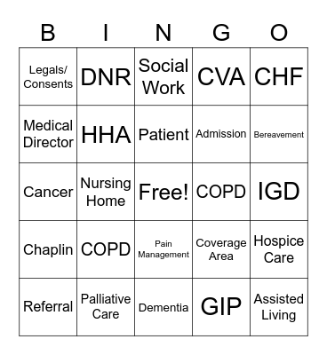 Compassus Hospice - BINGO Card