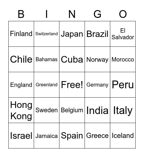 Dream Vacations Bingo Card