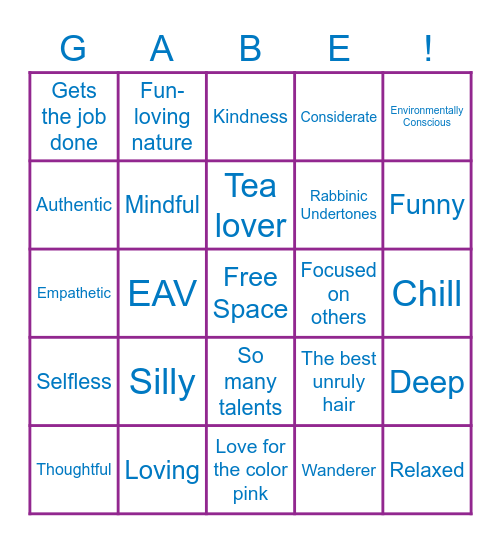 We <3 Gabe Bingo Card