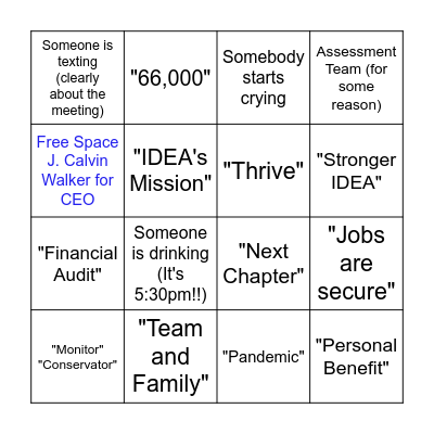 Another One Bites the Dust Bingo Card