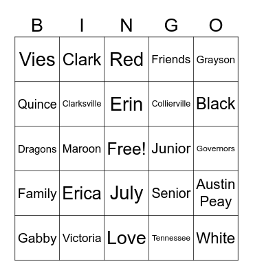 VJ Graduates 2021 Bingo Card